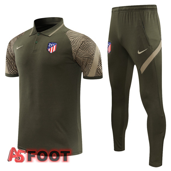 Polo de Foot Atletico Madrid + Pantalon Vert Fonce 2021/2022