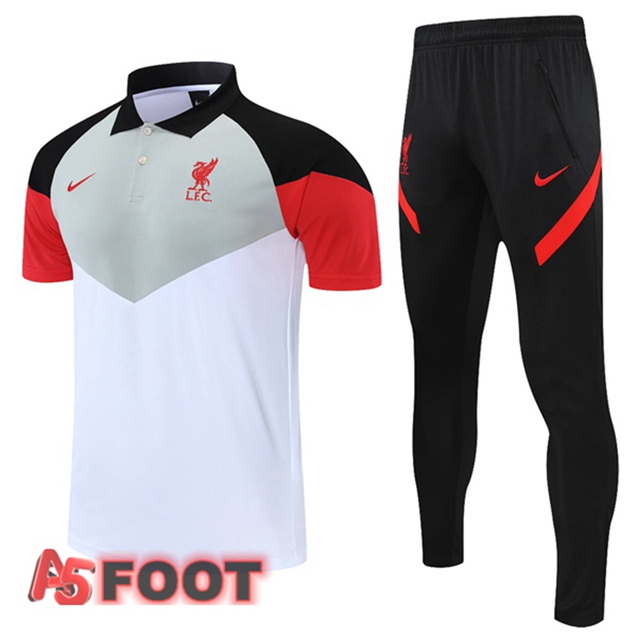 Polo de Foot FC Liverpool + Pantalon Blanc Gris Rouge 2021/2022