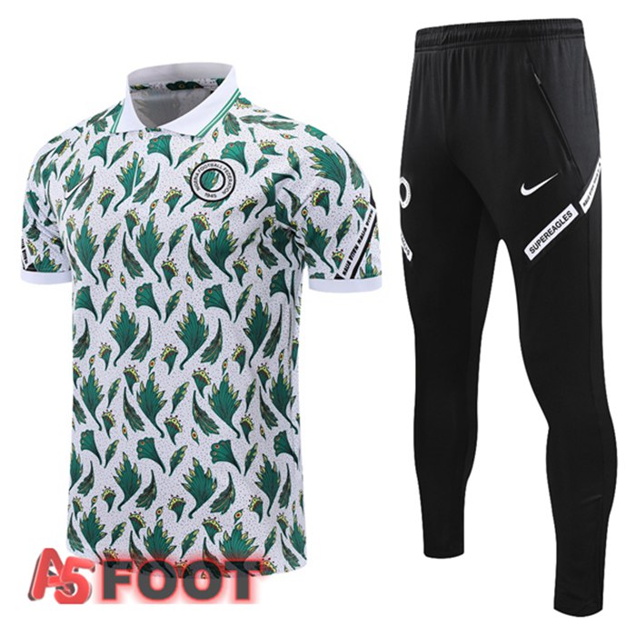 Polo de Foot Nigeria + Pantalon Blanc Vert 2021/2022