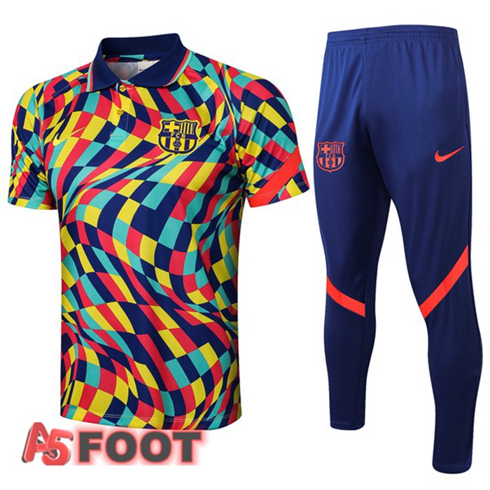 Polo de Foot FC Barcelone + Pantalon Jaune Bleu 2021/2022