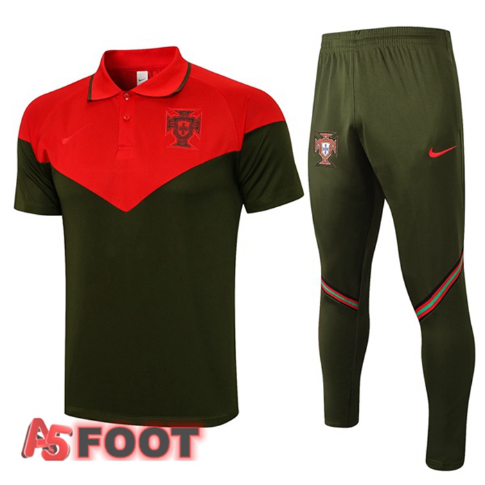 Polo de Foot Portugal + Pantalon Rouge Vert 2021/2022