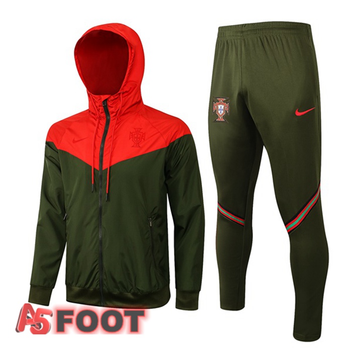 Coupe Vent Survetement de Foot Portugal Rouge Vert 2021/2022