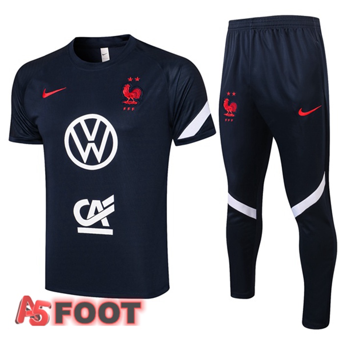 Training T-Shirts France + Pantalon Bleu Royal 2021/2022
