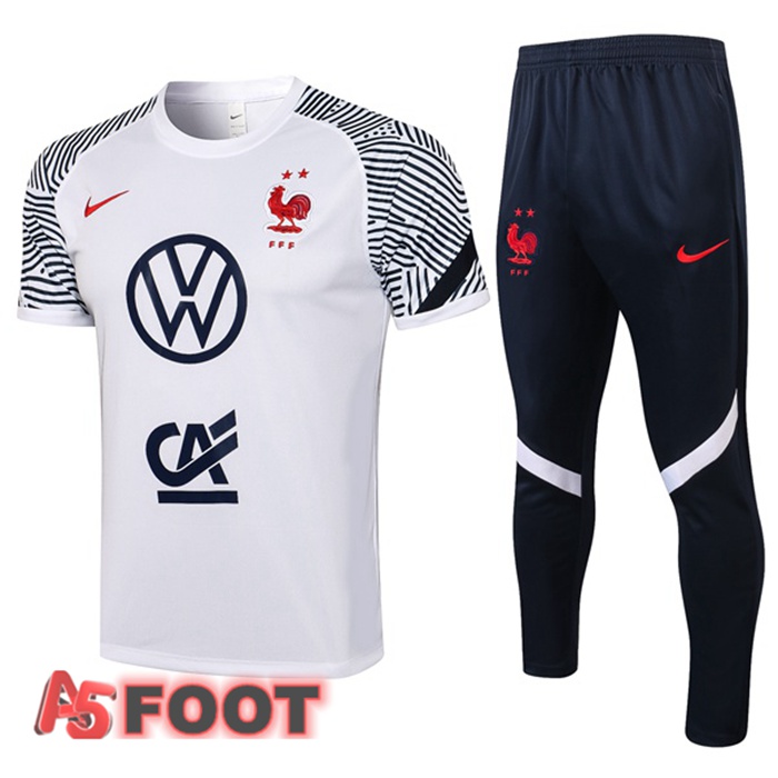 Training T-Shirts France + Pantalon Blanc 2021/2022