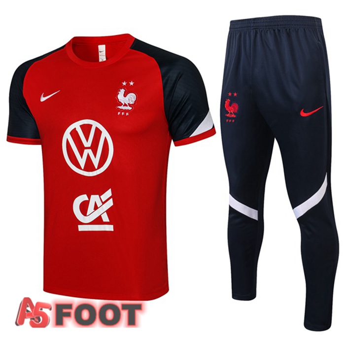 Training T-Shirts France + Pantalon Rouge 2021/2022