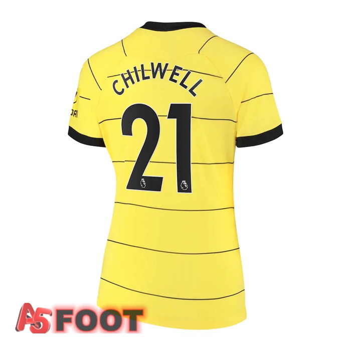 Maillot FC Chelsea (CHILWELL 21) Femme Exterieur Jaune 2021/2022