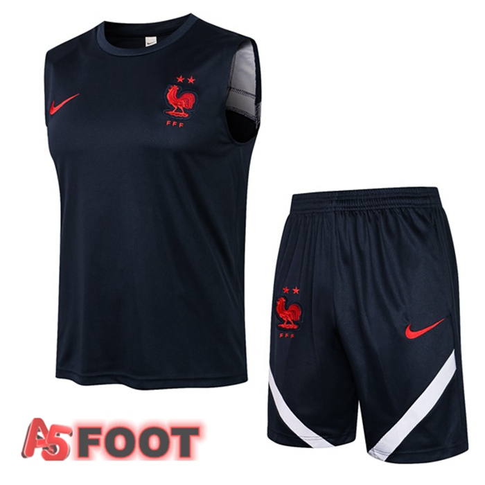 Gilet de Foot France + Shorts Bleu Royal 2021/2022