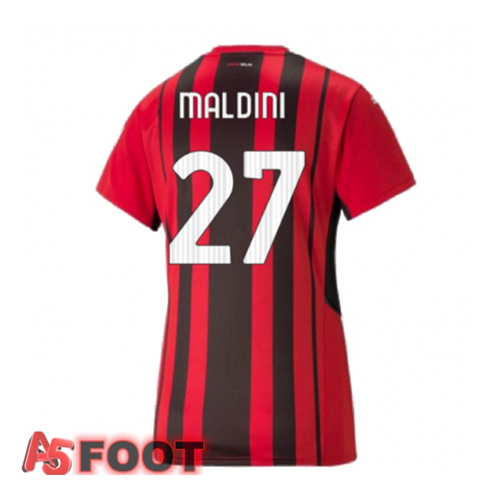 Maillot Milan AC（MALDINI 27）Femme Domicile Rouge/Noir 2021/2022