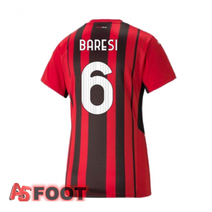 Maillot Milan AC（BARESI 6）Femme Domicile Rouge/Noir 2021/2022