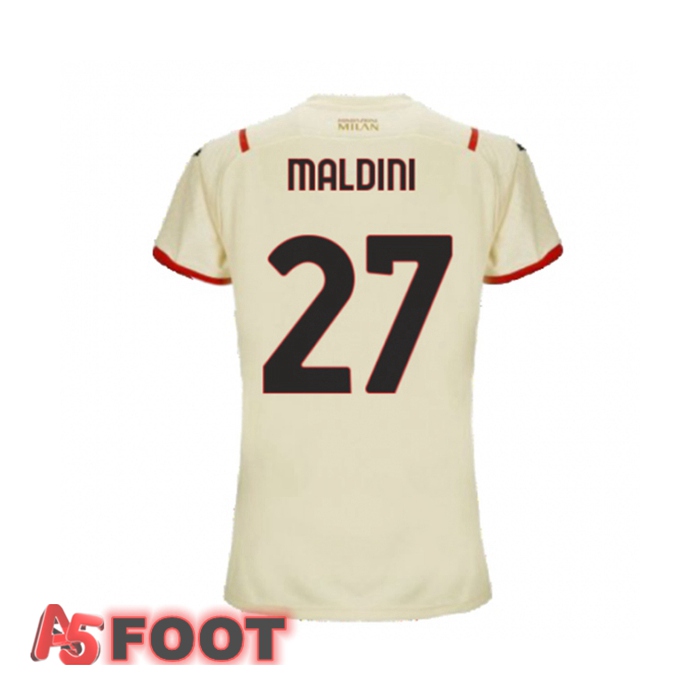 Maillot Milan AC（MALDINI 27）Femme Exterieur Beige 2021/2022