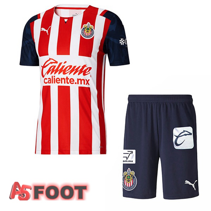 Maillot CD Guadalajara Enfant Domicile Rouge Blanc 2021/22