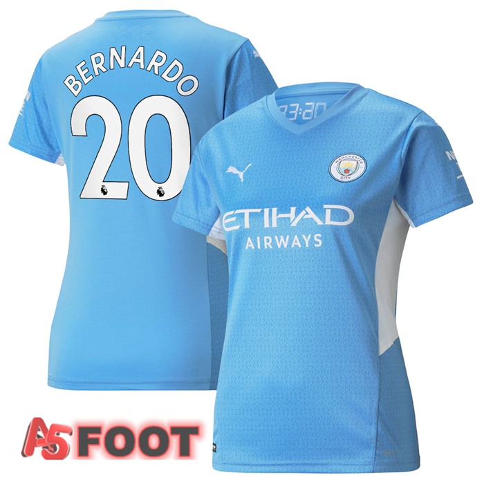 Maillot Manchester City (Bernardo 20) Femme Domicile Bleu Clair 2021/2022