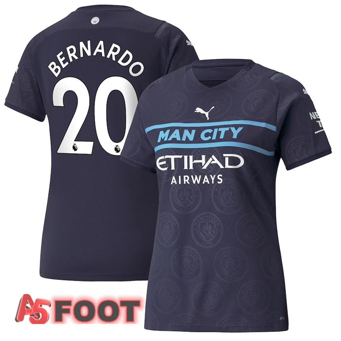 Maillot Manchester City (Bernardo 20) Femme Third Noir 2021/2022