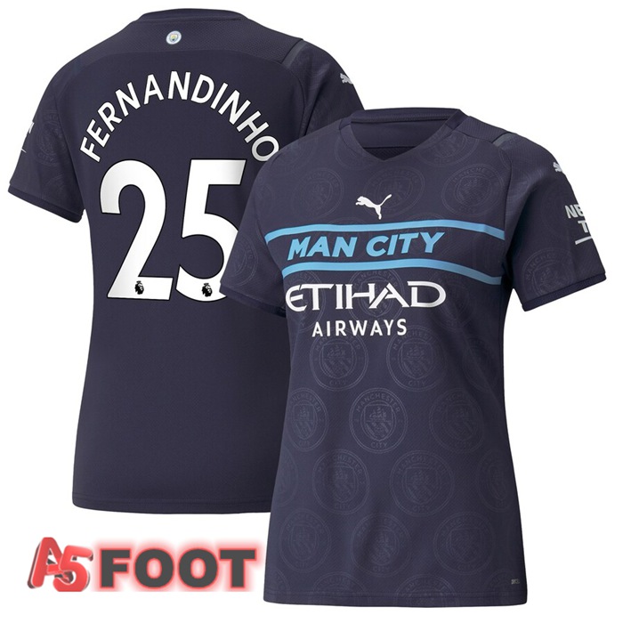 Maillot Manchester City (FERNANDINHO 25) Femme Third Noir 2021/2022