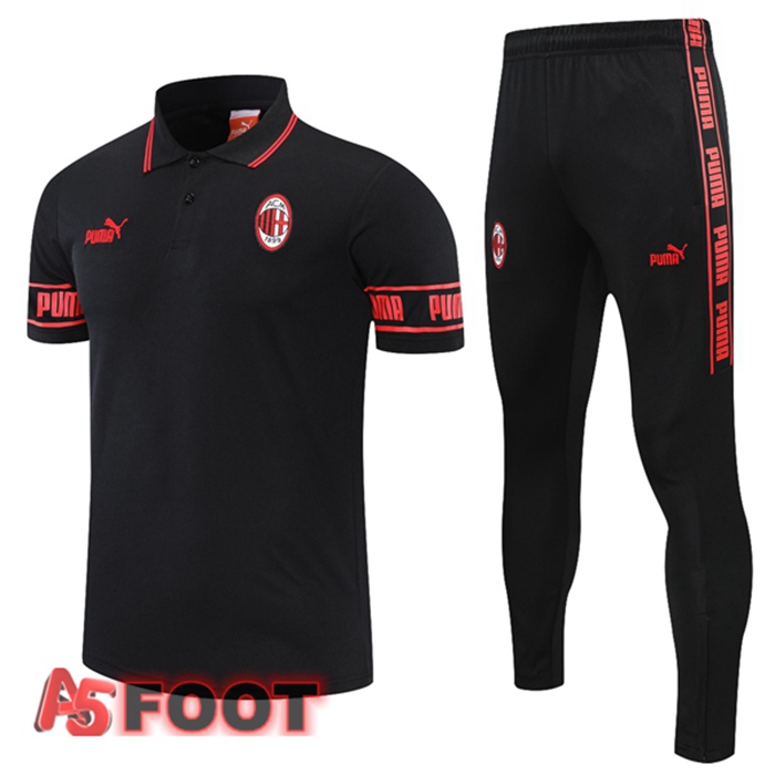 Polo de Foot Milan AC + Pantalon Noir Rouge 2021/2022