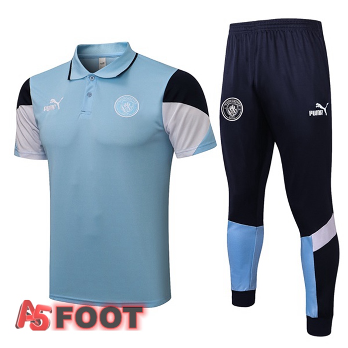 Polo de Foot Manchester City + Pantalon Bleu 2021/2022