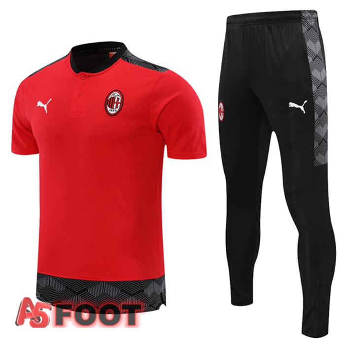 Polo de Foot Milan AC + Pantalon Rouge Noir 2021/2022