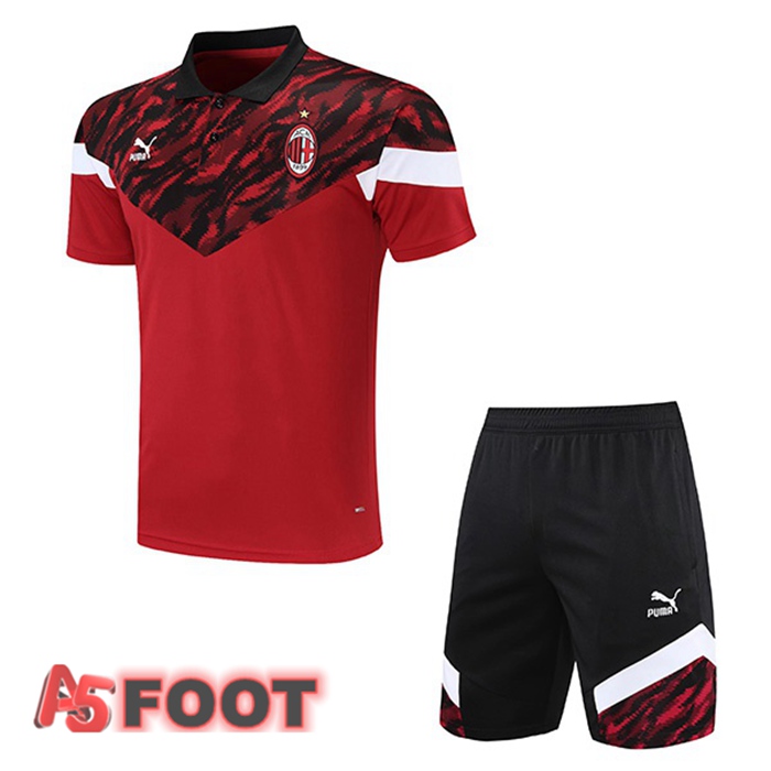 Polo de Foot Milan AC + Shorts Rouge 2021/2022