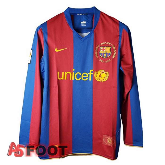 Maillot de Foot FC Barcelone Manche longue Retro Domicile 2007-2008