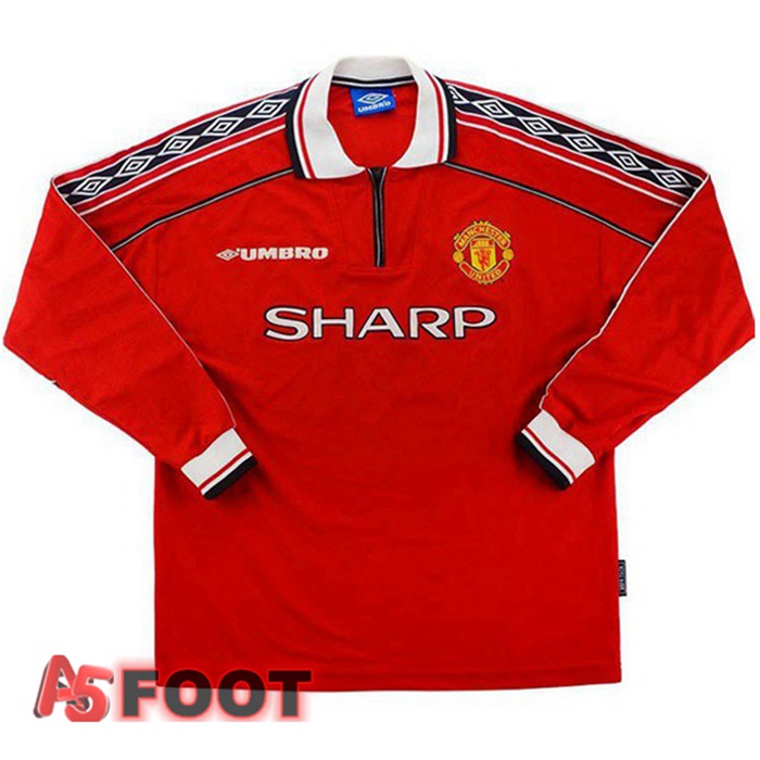 Maillot de Foot Manchester United Manche longue Retro Domicile 1998-1999