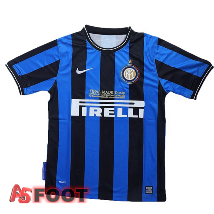 Maillot de Foot Inter Milan Retro Domicile Bleu Noir 2009-2010
