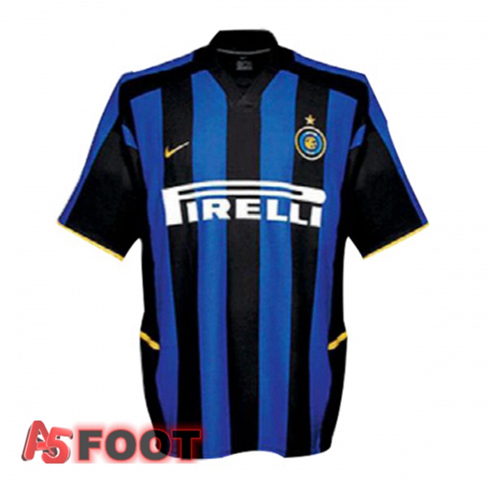 Maillot de Foot Inter Milan Retro Domicile Bleu Noir 2002-2003