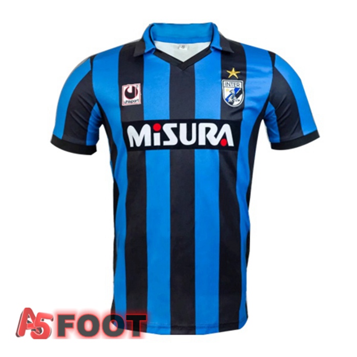 Maillot de Foot Inter Milan Retro Domicile Bleu Noir 1988-1990