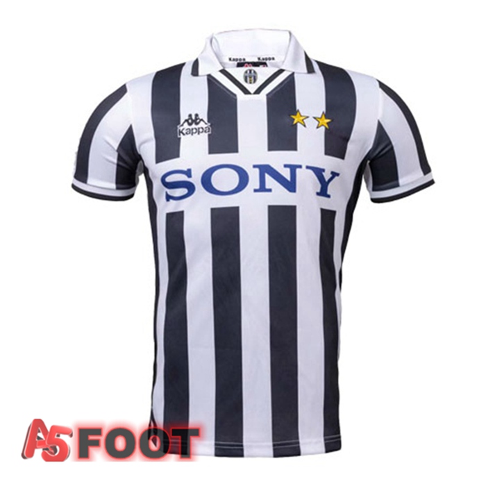 Maillot de Foot Juventus Retro Domicile Noir Blanc 1996-1997