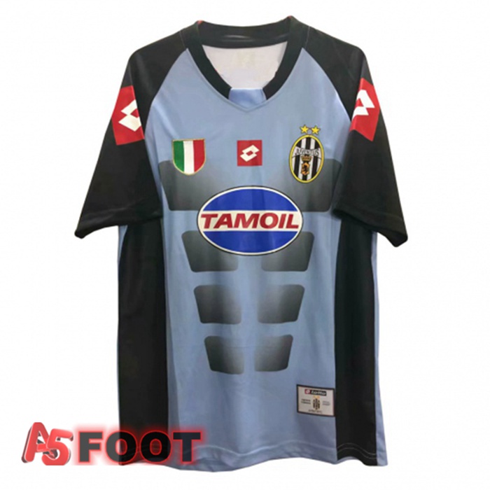 Maillot de Foot Juventus Gardien de but Retro Noir Bleu 2002-2003