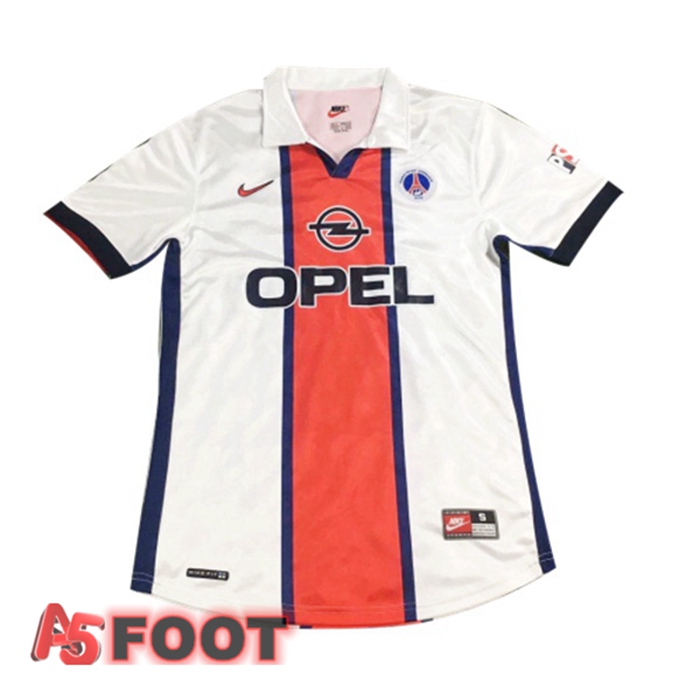 Maillot de Foot Paris PSG Retro Exterieur Blanc 1998-1999