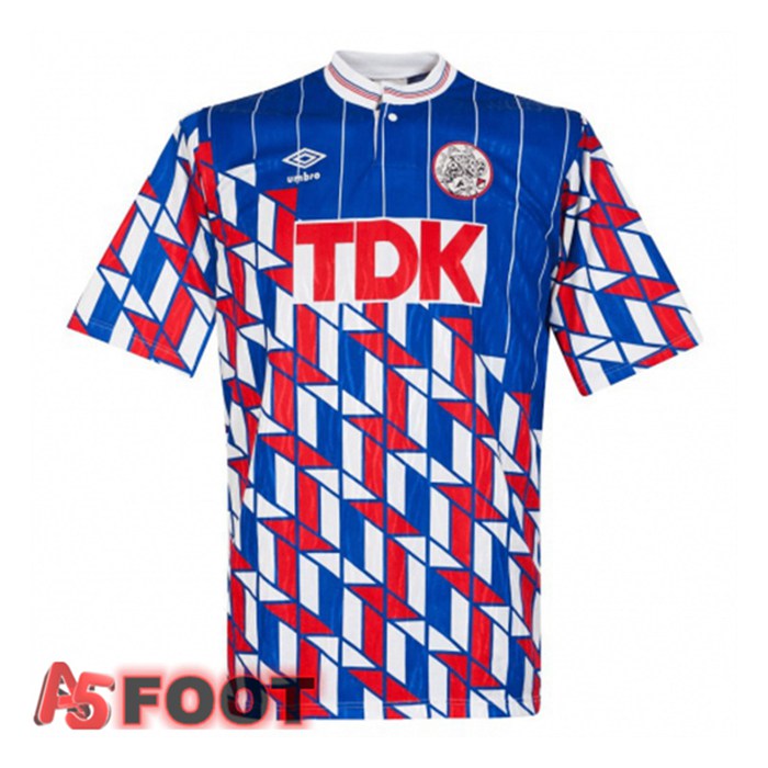 Maillot de Foot AFC Ajax Retro Exterieur Bleu Rouge 1989-1990