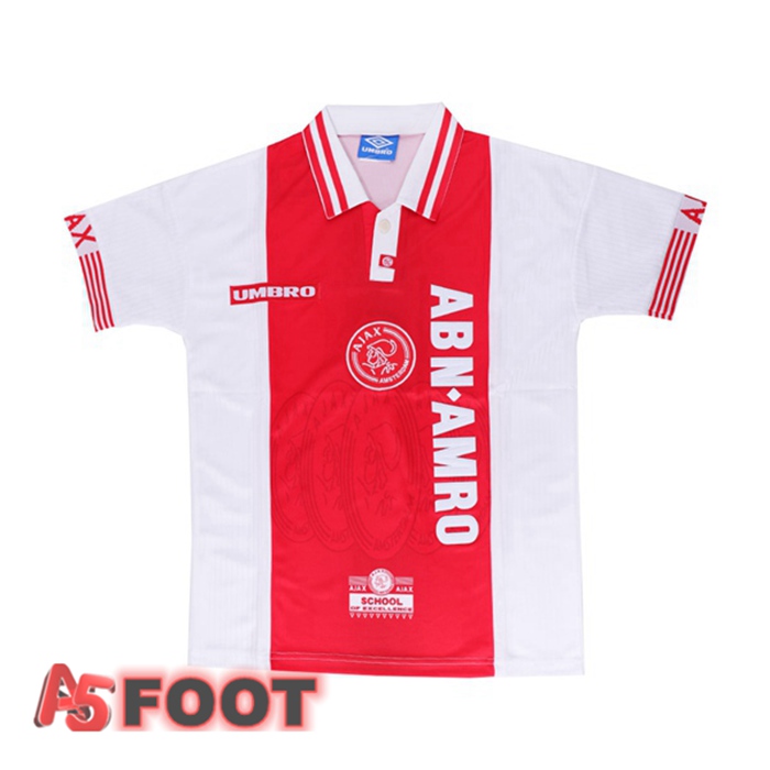 Maillot de Foot AFC Ajax Retro Domicile Blanc Rouge 1997-1998
