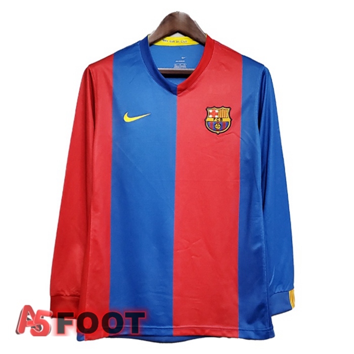 Maillot de Foot FC Barcelone Retro Domicile Manche Longue Rouge 2006-2007