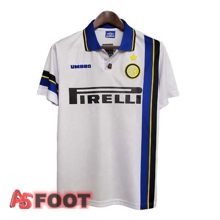 Maillot de Foot Inter Milan Retro Exterieur Blanc 1997-1998