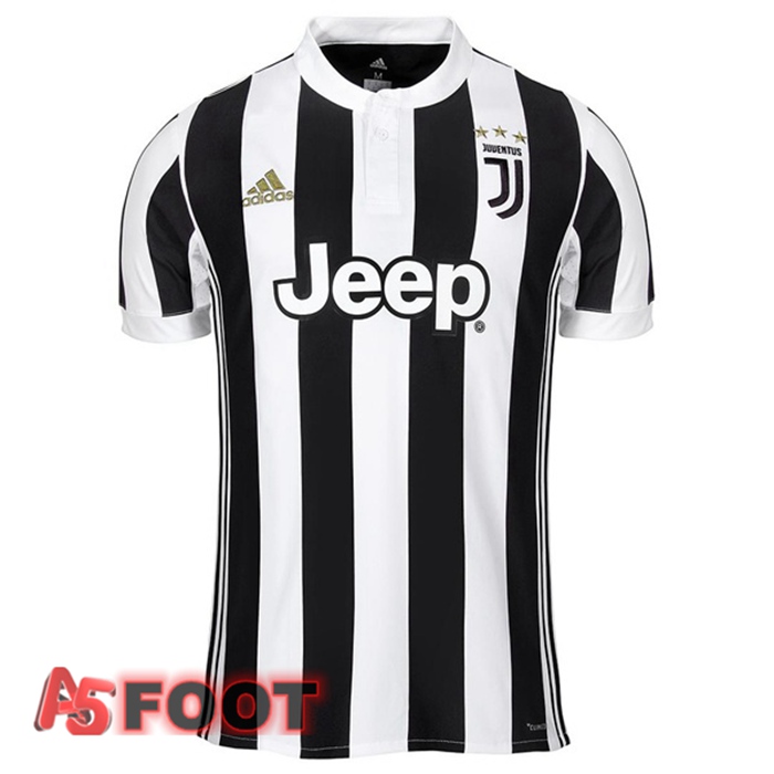 Maillot de Foot Juventus Retro Domicile Noir Blanc 2017-2018