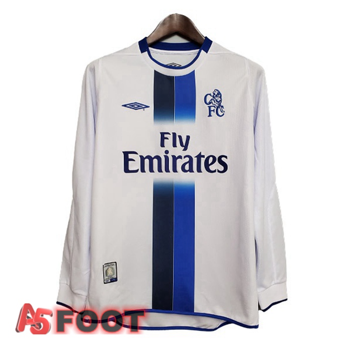 Maillot de Foot FC Chelsea Retro Exterieur Manche Longue Blanc 2003-2005