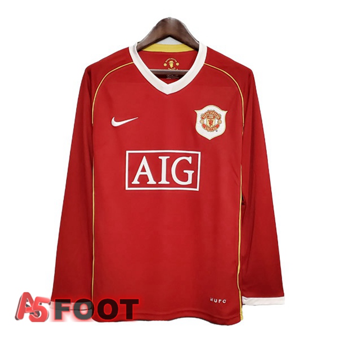 Maillot de Foot Manchester United Retro Domicile Manche Longue Rouge 2006-2007