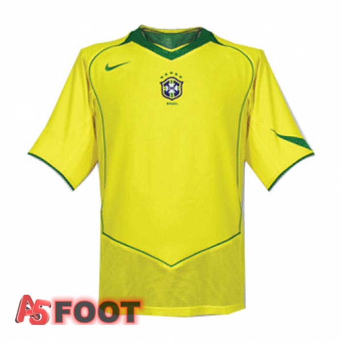 Maillot de Foot Bresil Retro Domicile Jaune 2004
