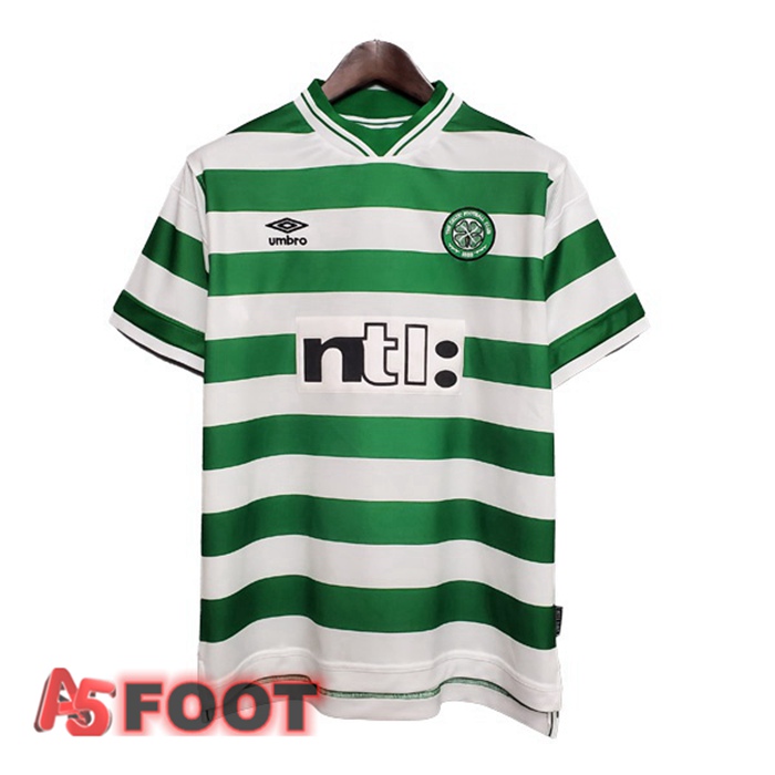 Maillot de Foot Celtic FC Retro Domicile Vert Blanc 1999-2000