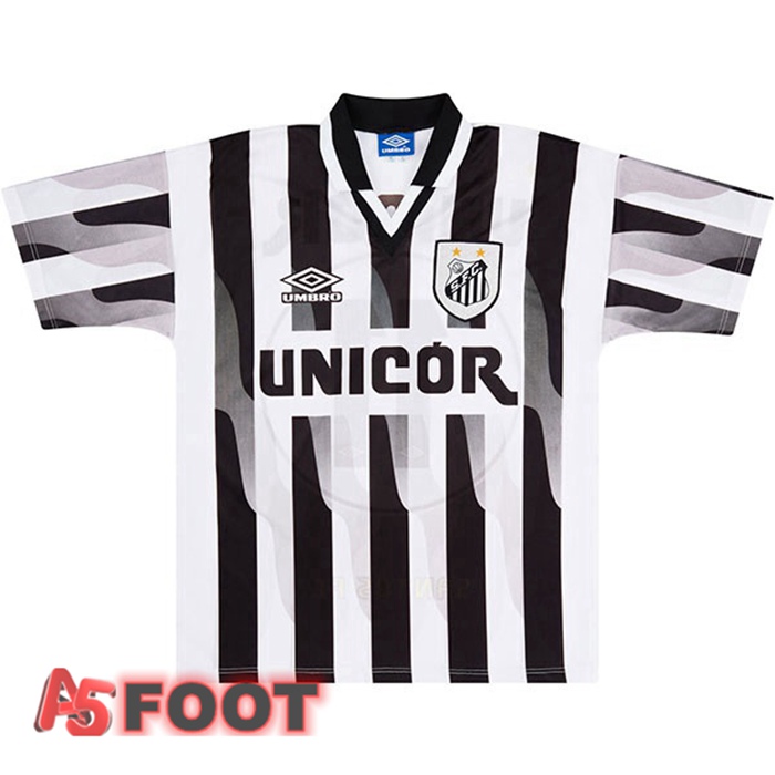 Maillot de Foot Santos FC Retro Exterieur Noir Blanc 1998