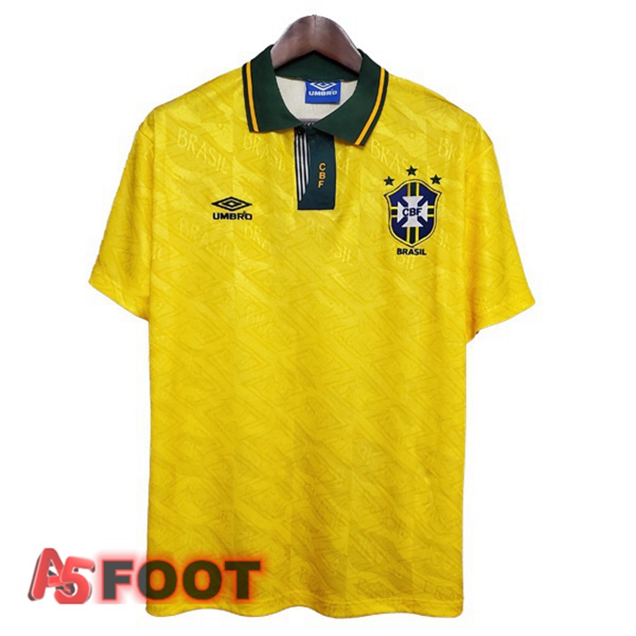 Maillot de Foot Bresil Retro Domicile Jaune 1991-1993