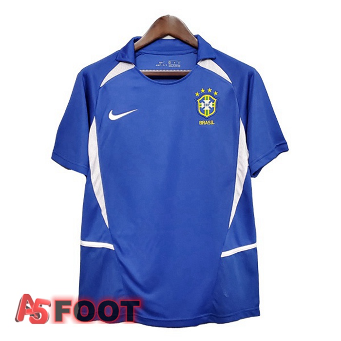 Maillot de Foot Bresil Retro Exterieur Bleu 2002