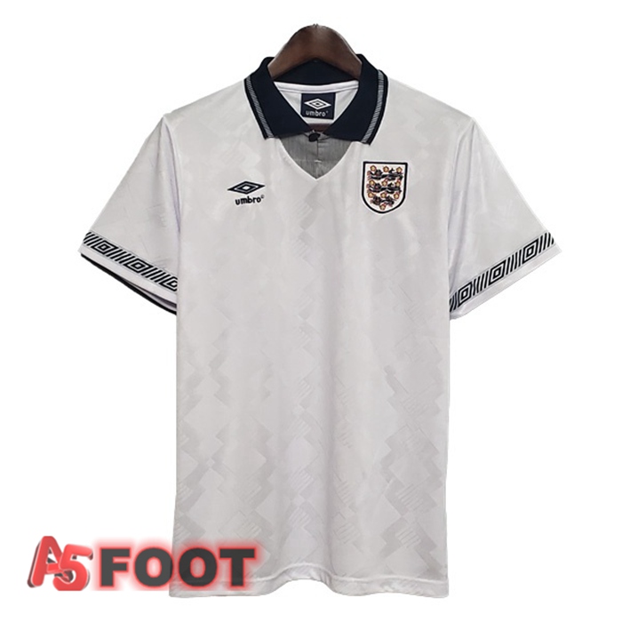 Maillot de Foot Angleterre Retro Domicile Blanc 1990