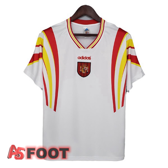 Maillot de Foot Espagne Retro Exterieur Blanc 1996