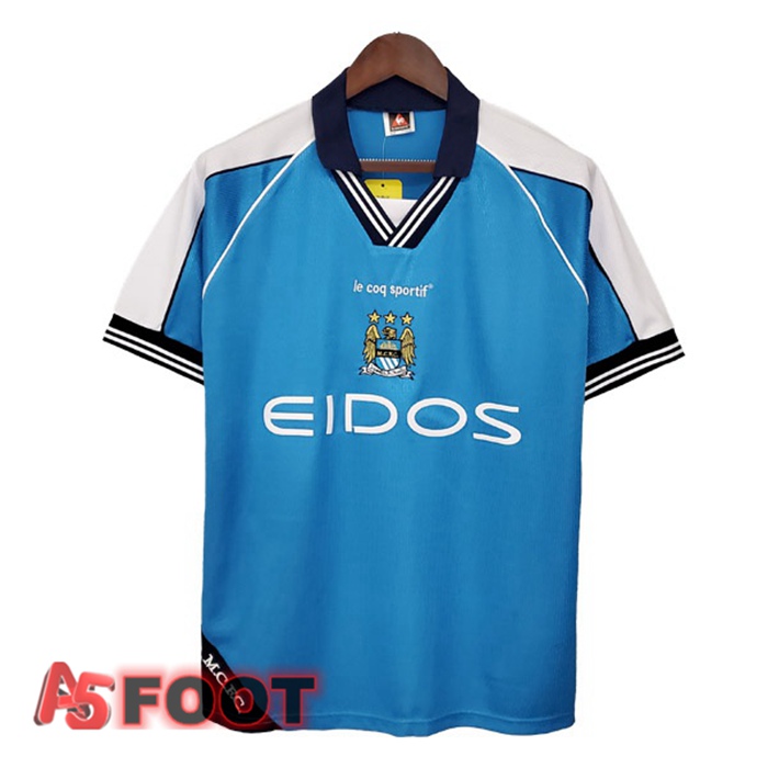 Maillot de Foot Manchester City Retro Domicile Bleu 1999-2001
