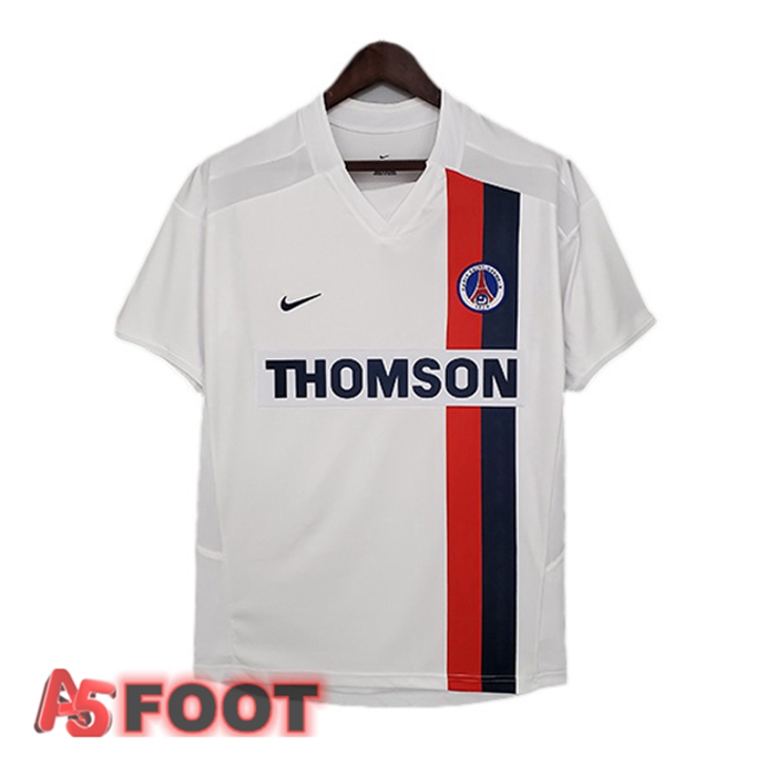 Maillot de Foot Paris PSG Retro Exterieur Blanc 2002-2003