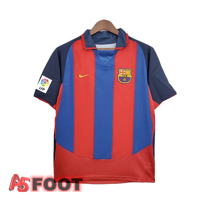 Maillot de Foot FC Barcelone Retro Domicile Rouge Bleu 2003-2004
