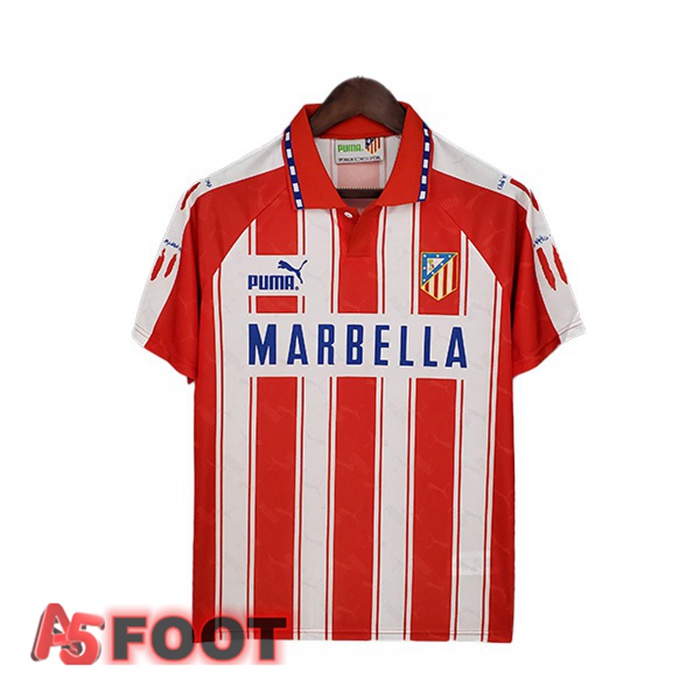 Maillot de Foot Atletico Madrid Retro Domicile Rouge Blanc 1994-1995
