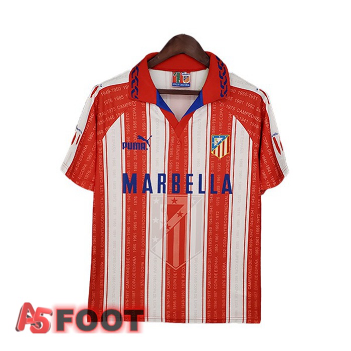 Maillot de Foot Atletico Madrid Retro Domicile Rouge Blanc 1995-1996