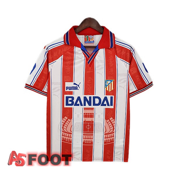 Maillot de Foot Atletico Madrid Retro Domicile Rouge Blanc 1996-1997